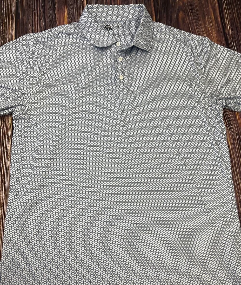 Onward Reserve Performance Blue White Golf Stretch Premium Polo Shirt Mens Large